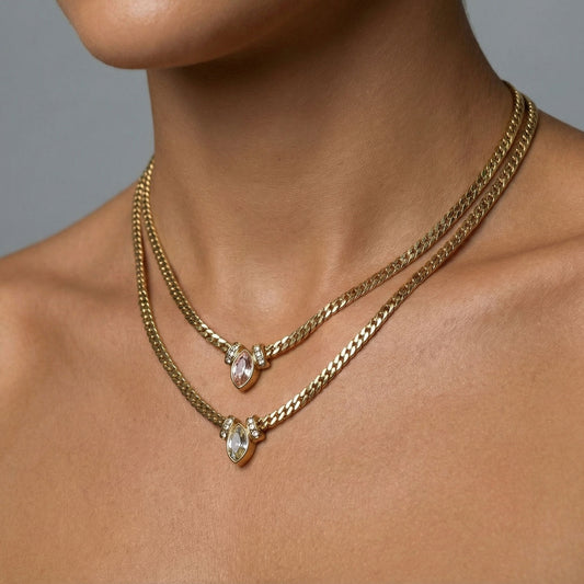 Stainless steel collarbone chain inlaid with zircon