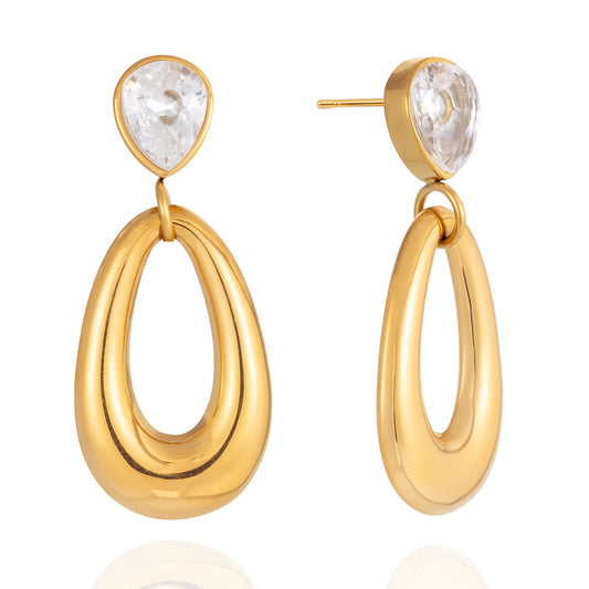Gold Plated Stainless Steel Zirconia Earrings