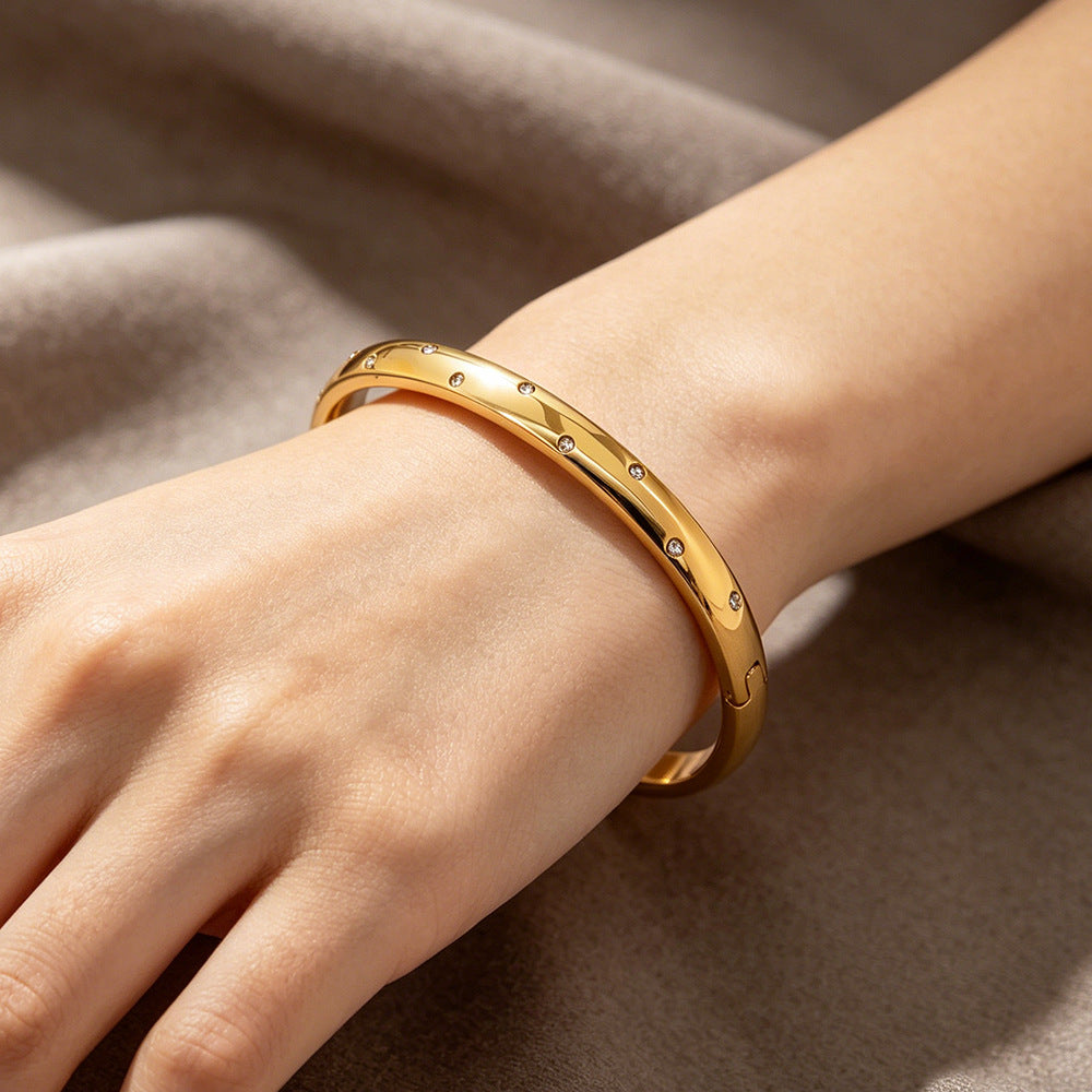 Stainless steel starry sky bracelet inlaid with zircon