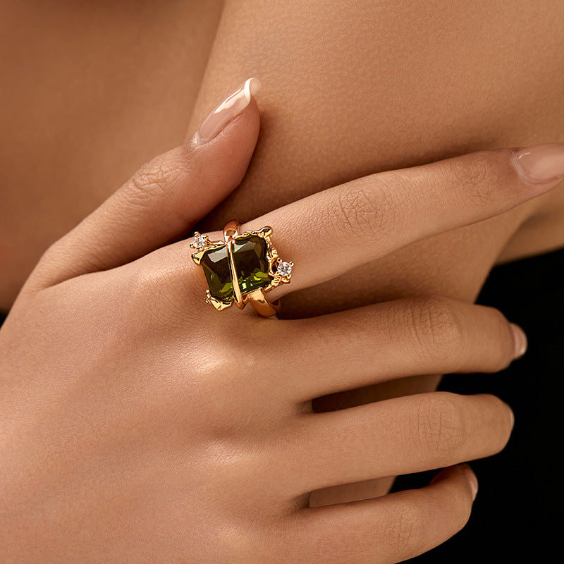 Green Zirconia Adjustable Ring