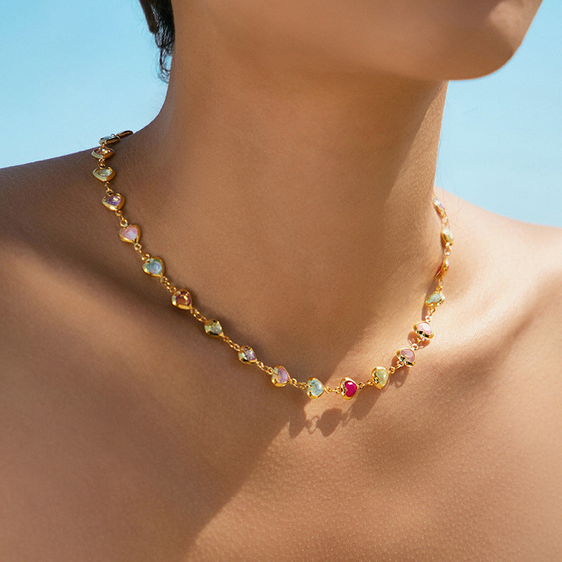 Collar colorido de cobre bañado en oro real de 18K resistente al agua
