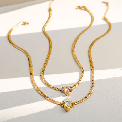 Stainless steel collarbone chain inlaid with zircon
