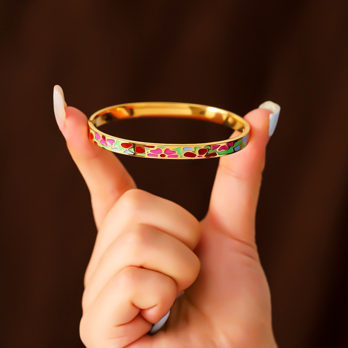 Titanium steel enamel painted bracelet