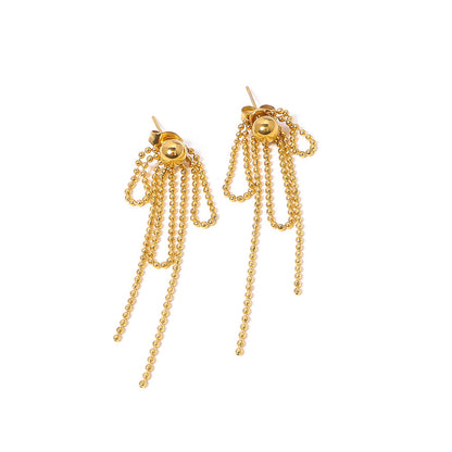 Trendy bow-shaped tassel versatile stud earrings