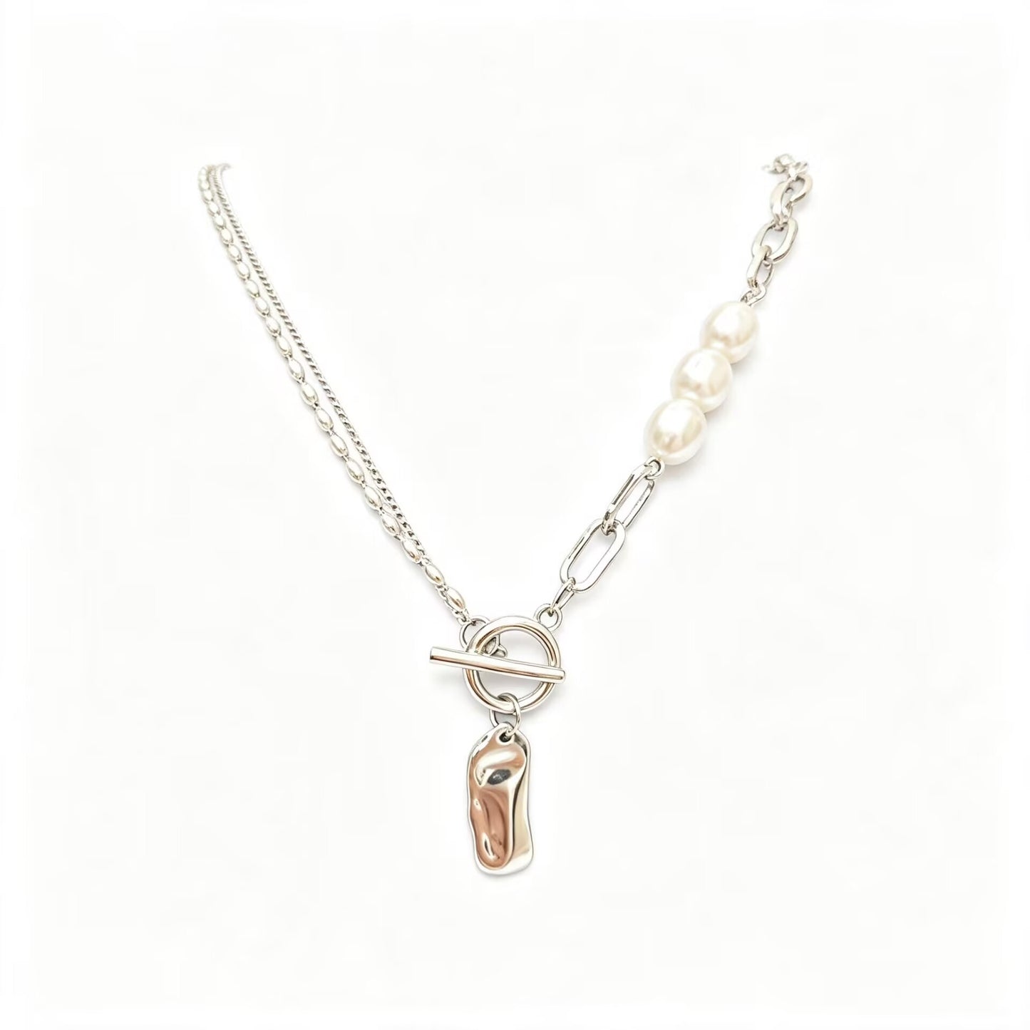 OT necklace with pearl chain
