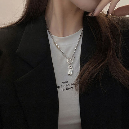 OT necklace with pearl chain
