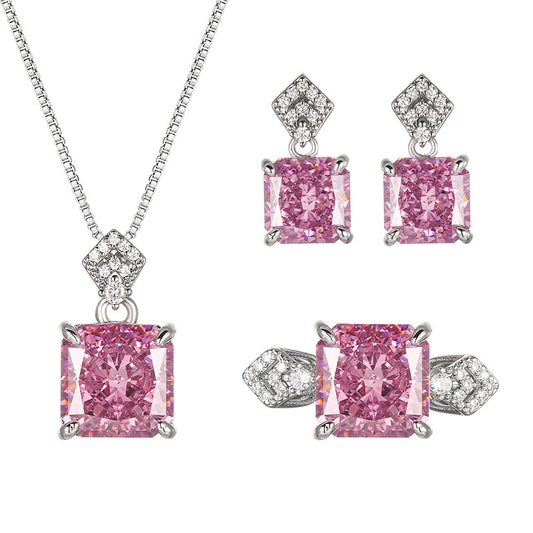 High-carbon zircon necklace ring earring