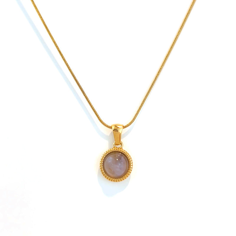 Stainless steel natural stone pendant necklace