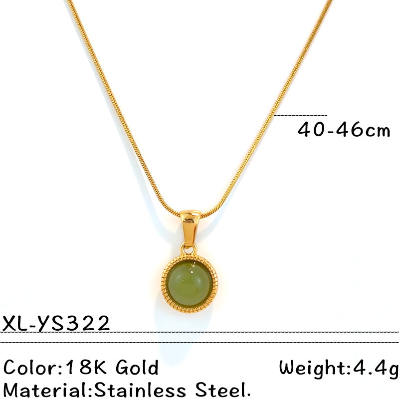 Stainless steel natural stone pendant necklace