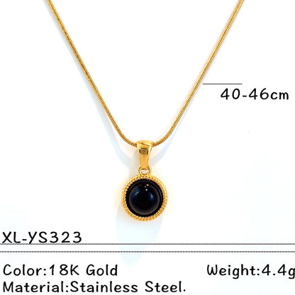 Stainless steel natural stone pendant necklace