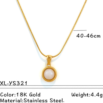 Stainless steel natural stone pendant necklace