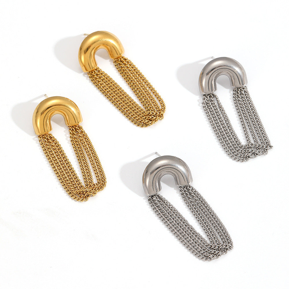 High-end U-shaped stainless steel earrings
