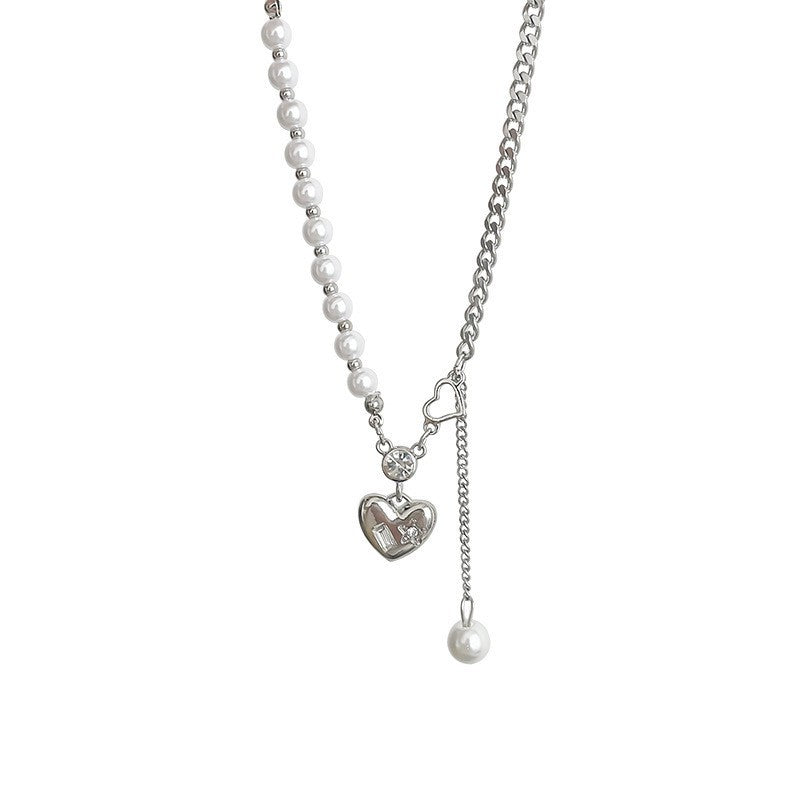 Silver necklace with pearl chain