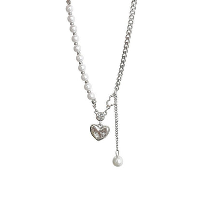 Silver necklace with pearl chain