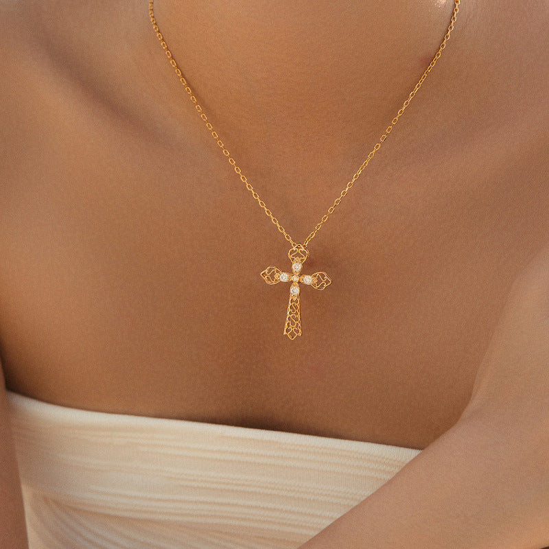 18K glod plated copper necklace with cross pandent