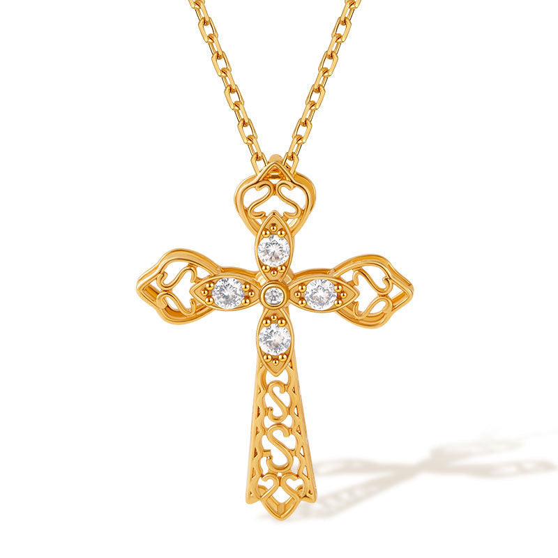 18K glod plated copper necklace with cross pandent