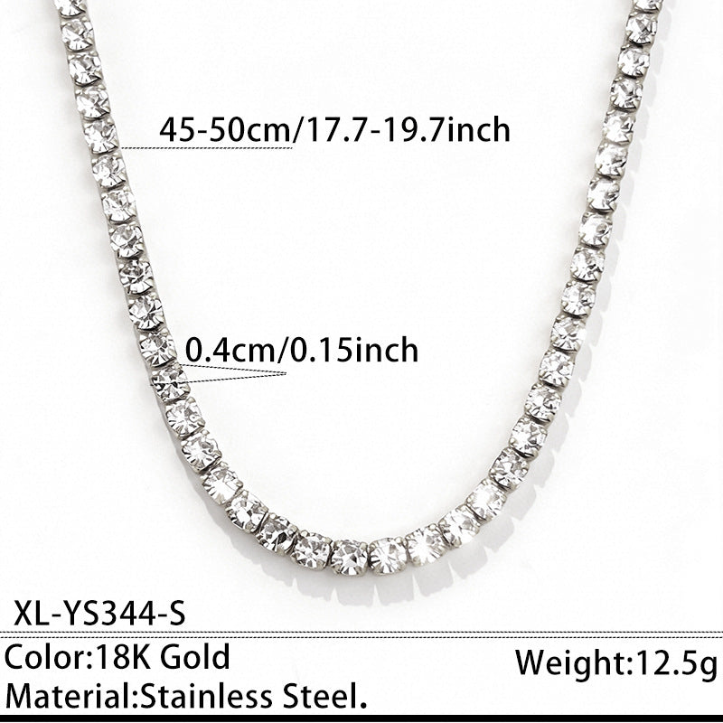 Stainless steel zircon necklace