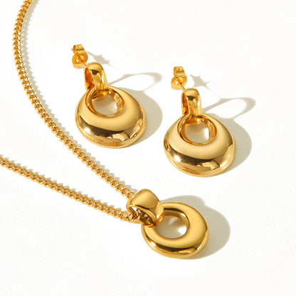 High-end titanium steel earrings and necklace set