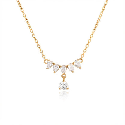 Juego de collares de acero de titanio en capas con colgante de diamante