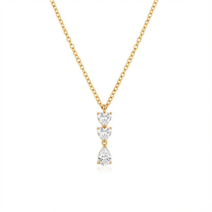 Juego de collares de acero de titanio en capas con colgante de diamante