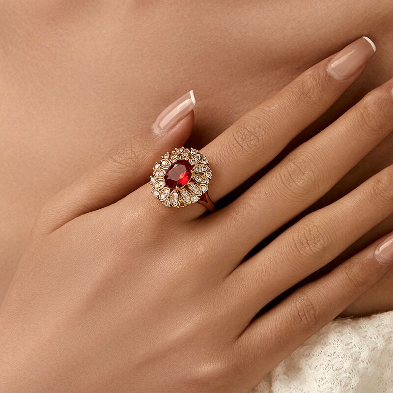 Red Zirconia Adjustable Ring
