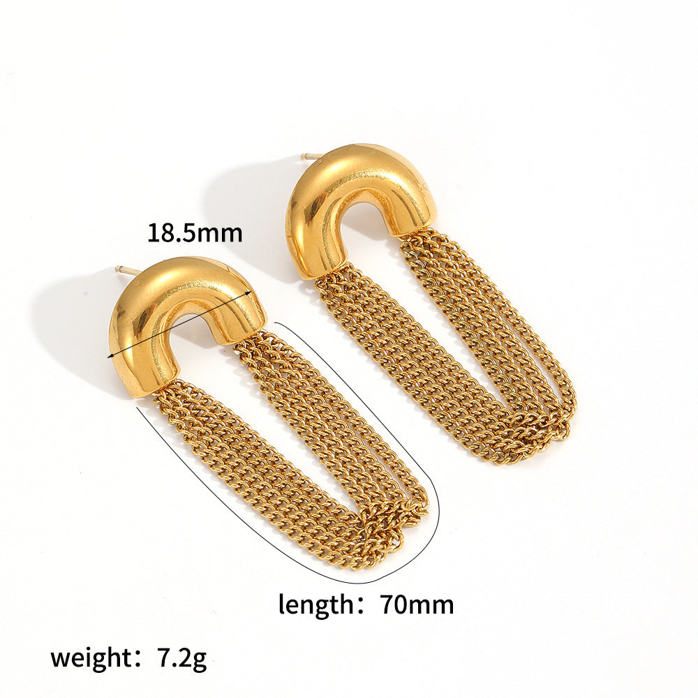High-end U-shaped stainless steel earrings